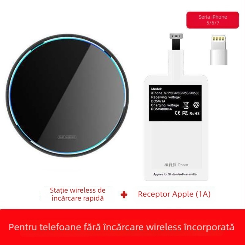Încărcător wireless rapid QC 4.0 - Compatibil cu Fast Charge, Fără încărcare magnetică, Fără afișaj, Nu este original