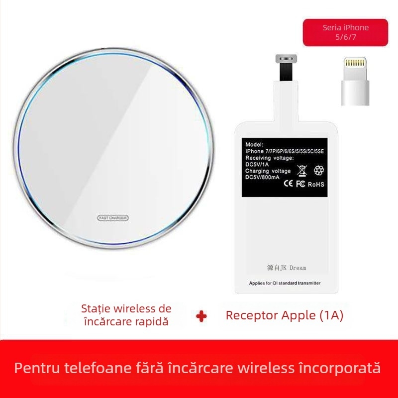 Încărcător wireless rapid QC 4.0 - Compatibil cu Fast Charge, Fără încărcare magnetică, Fără afișaj, Nu este original