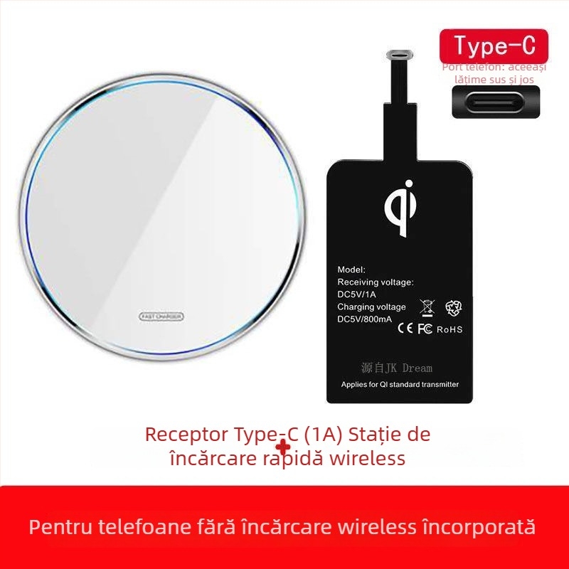 Încărcător wireless rapid QC 4.0 - Compatibil cu Fast Charge, Fără încărcare magnetică, Fără afișaj, Nu este original