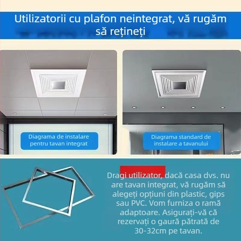 Ventilator de ventilație/extragere, Mingshuo 300h-2, telecomandă, debit de aer 750 m3/h, stil compartimentare cu ferestre