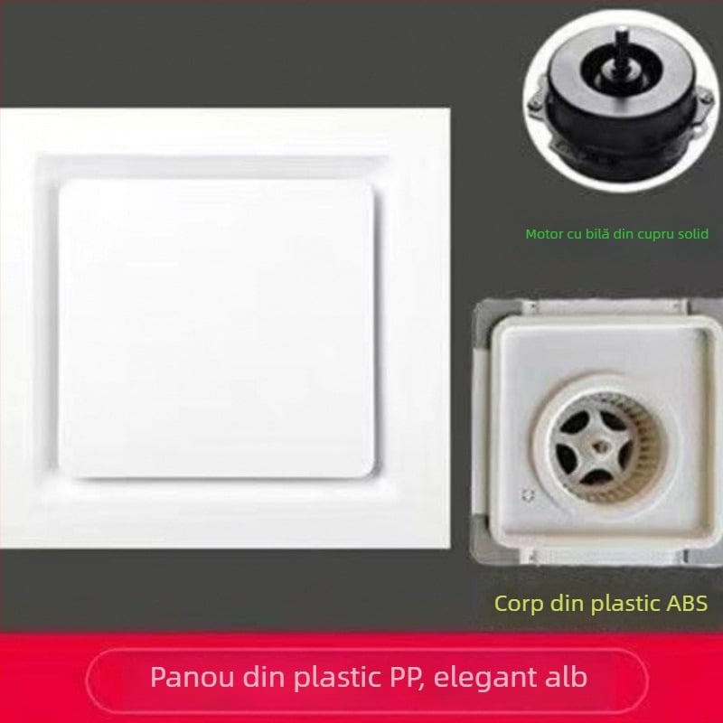 Ventilator de ventilație/extragere, Mingshuo 300h-2, telecomandă, debit de aer 750 m3/h, stil compartimentare cu ferestre