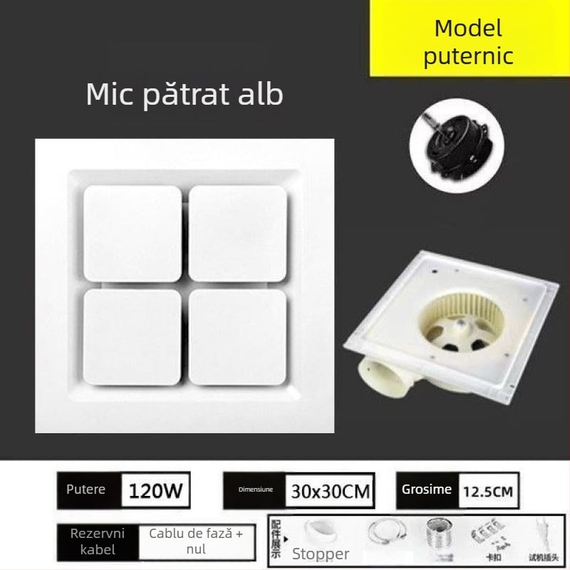 Ventilator de ventilație/extragere, Mingshuo 300h-2, telecomandă, debit de aer 750 m3/h, stil compartimentare cu ferestre