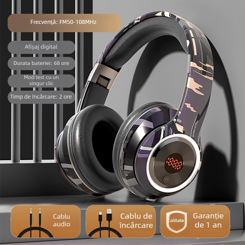 Căști wireless cu Bluetooth, conector de 3,5 mm, microfon încorporat, procesare OEM, logo imprimat