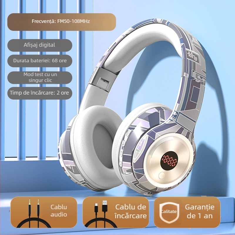 Căști wireless cu Bluetooth, conector de 3,5 mm, microfon încorporat, procesare OEM, logo imprimat