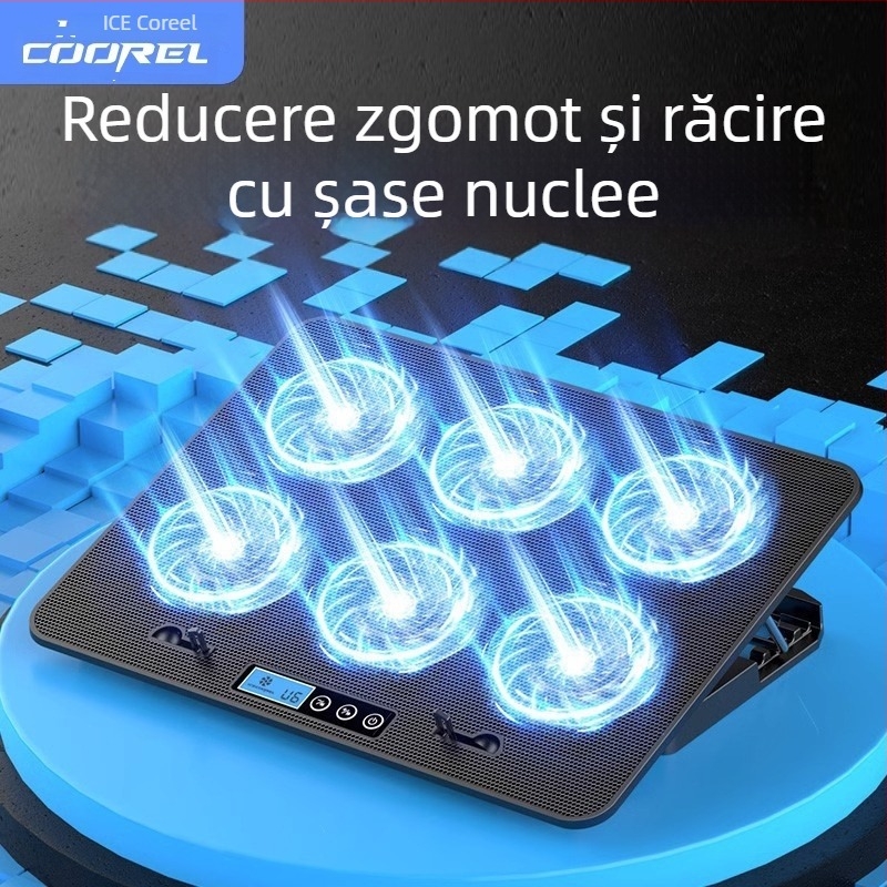 Suport de răcire pentru notebook A9, cu 6 ventilatoare, plasă metalică, cablu de 0,7 m, compatibil cu laptopuri