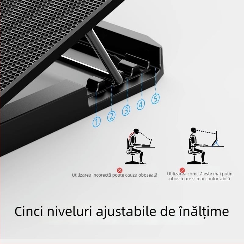 Suport de răcire pentru notebook A9, cu 6 ventilatoare, plasă metalică, cablu de 0,7 m, compatibil cu laptopuri