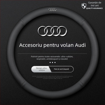 Husă volan din piele pentru Audi, diametru 38 cm, patru sezoane, stil simplu, compatibil cu A4L, A6, A3, A5, A7, A8, Q2L, Q3, Q5, Q7, Q8