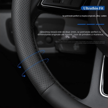 Husă volan din piele pentru Audi, diametru 38 cm, patru sezoane, stil simplu, compatibil cu A4L, A6, A3, A5, A7, A8, Q2L, Q3, Q5, Q7, Q8