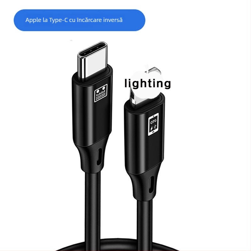 Cablu audio OTG cu mai multe interfețe, 1 la 2 splitter, compatibil Apple Type-C, transfer extins, interfețe Lightning/OTG/Micro USB/Type-C, putere maximă de ieșire 10, material: țesătură