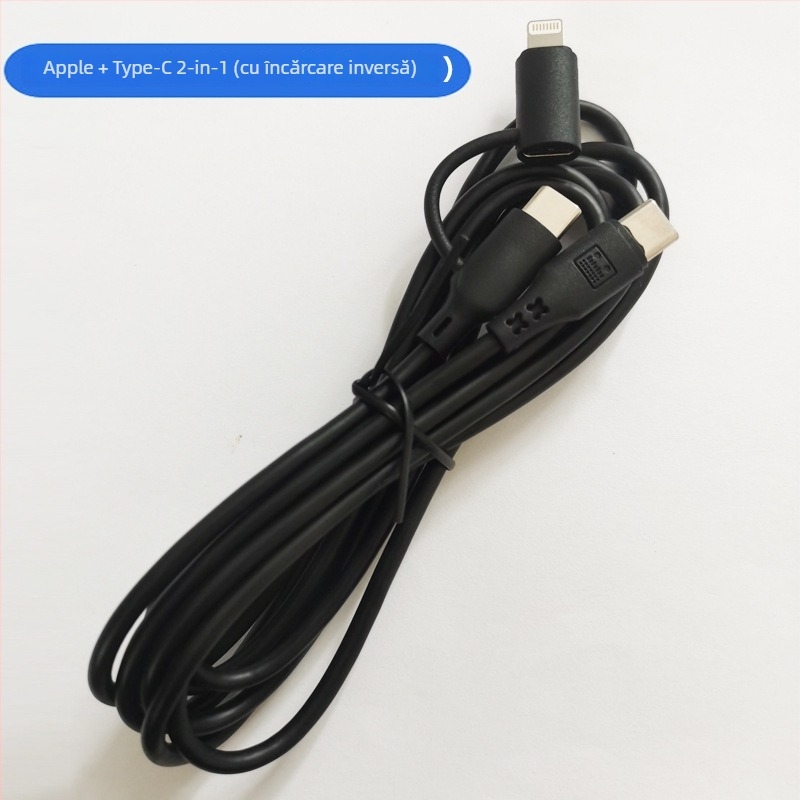 Cablu audio OTG cu mai multe interfețe, 1 la 2 splitter, compatibil Apple Type-C, transfer extins, interfețe Lightning/OTG/Micro USB/Type-C, putere maximă de ieșire 10, material: țesătură