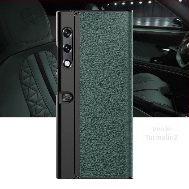 Husă pentru telefon Honor Glory VPurse cu protecție a ecranului pliabil, stil Bracket, piele naturală, anti-cădere, compatibil Glory (Brand YUGOIF; Material: Piele naturală; Funcție: Anti-cădere; Compatibil: Glory; Stil: Bracket)