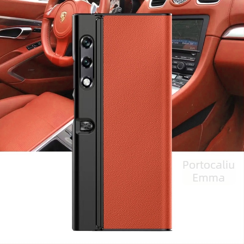 Husă pentru telefon Honor Glory VPurse cu protecție a ecranului pliabil, stil Bracket, piele naturală, anti-cădere, compatibil Glory (Brand YUGOIF; Material: Piele naturală; Funcție: Anti-cădere; Compatibil: Glory; Stil: Bracket)