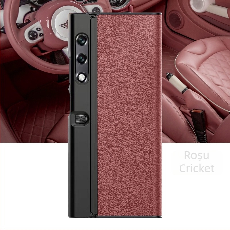 Husă pentru telefon Honor Glory VPurse cu protecție a ecranului pliabil, stil Bracket, piele naturală, anti-cădere, compatibil Glory (Brand YUGOIF; Material: Piele naturală; Funcție: Anti-cădere; Compatibil: Glory; Stil: Bracket)