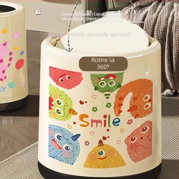 Coș de gunoi inspirat de dachshund, cu capac rabatabil dublu și design cilindric, 12 L+ capacitate pentru uz casnic