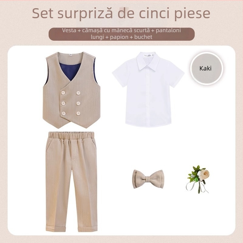 Set costum pentru băieți, stil englezesc, pentru nunți și reprezentații la pian, 70% poliester, pentru copii de 3–8 ani