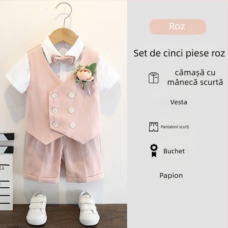 Set costum pentru băieți, stil englezesc, pentru nunți și reprezentații la pian, 70% poliester, pentru copii de 3–8 ani