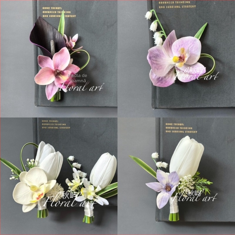 Set de flori artificiale pentru nuntă pentru mireasă, mire, domnișoarele de onoare și cavalerii de onoare – recuzită pentru fotografie de nuntă (Brand: Altele; Material: Altele; Fără personalizare; Imprimarea siglei nu este posibilă)