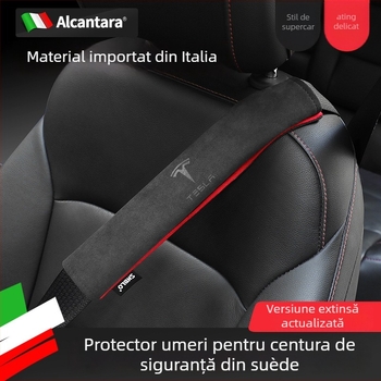 SNBLO Gap Plug pernă pentru curea de siguranță Tesla Model 3/Y/S/X – Alcantara suede, imprimare logo, personalizabil
