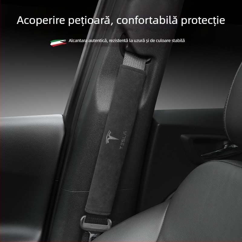 SNBLO Gap Plug pernă pentru curea de siguranță Tesla Model 3/Y/S/X – Alcantara suede, imprimare logo, personalizabil