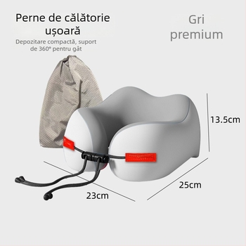 Pernă de călătorie din spumă cu memorie, în formă de U, cu țesătură Ice Silk, pentru susținerea gâtului, portabilă.