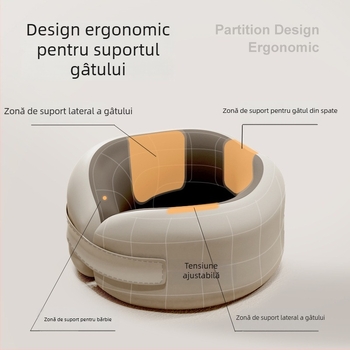 Pernă de călătorie în formă de U, umplutură din spumă cu memorie, husă din poliester, ușoară sub 0,5 kg, design modern minimalist