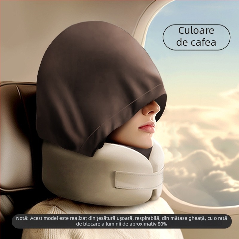 Pernă de călătorie în formă de U, umplutură din spumă cu memorie, husă din poliester, ușoară sub 0,5 kg, design modern minimalist