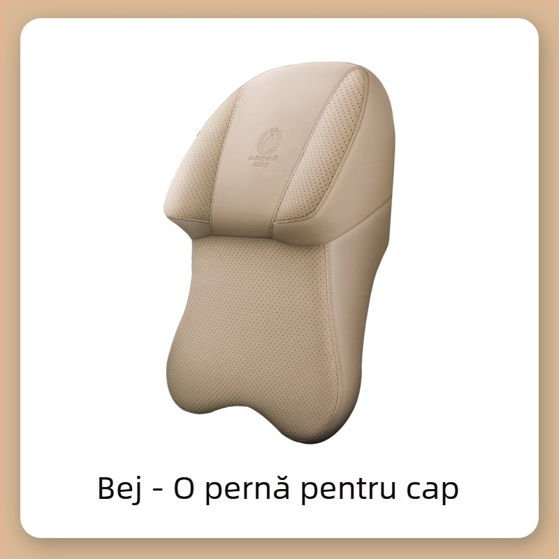 Pernă de gât auto cu spumă cu memorie și husă din piele artificială | potrivire universală, utilizare în toate anotimpurile, stil simplu