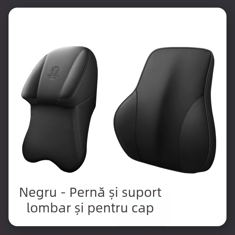 Pernă de gât auto cu spumă cu memorie și husă din piele artificială | potrivire universală, utilizare în toate anotimpurile, stil simplu