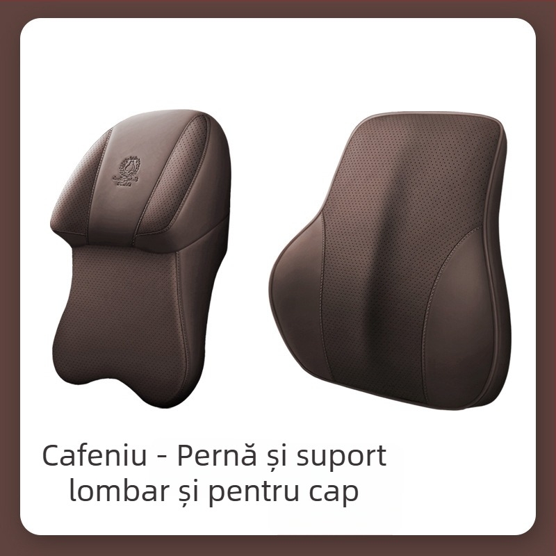 Pernă de gât auto cu spumă cu memorie și husă din piele artificială | potrivire universală, utilizare în toate anotimpurile, stil simplu