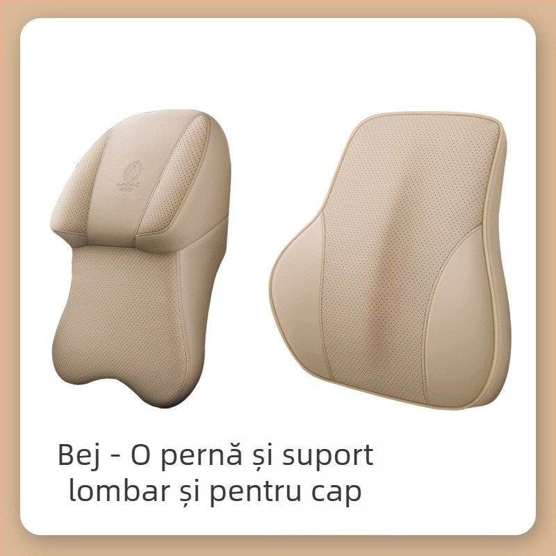 Pernă de gât auto cu spumă cu memorie și husă din piele artificială | potrivire universală, utilizare în toate anotimpurile, stil simplu