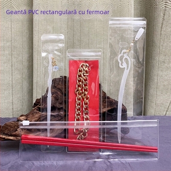 Pungă transparentă din PVC îmbunătățită, cu sigilare automată, pentru ambalarea bijuteriilor și accesoriilor (PVC material; sigilare automată; potrivit pentru bijuterii, ceasuri, agrafe de păr, pensule de machiaj, piepteni)