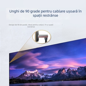 Cablu HDMI la HDMI cu îndoire multiaxială (sus/jos/stânga/dreapta), versiunea 2.1, suport 8K, lungime 1 m