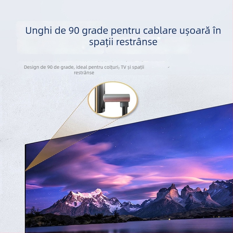 Cablu HDMI la HDMI cu îndoire multiaxială (sus/jos/stânga/dreapta), versiunea 2.1, suport 8K, lungime 1 m