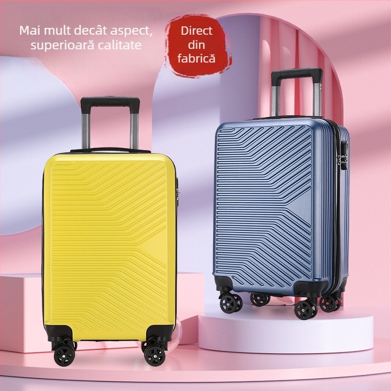 Set de bagaje cu trusă cosmetică – material ABS+PC, roți universale, deschidere cu fermoar, mâner telescopic, lacăt cu combinație