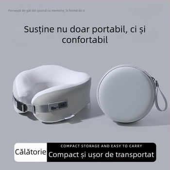 Perna cervicală din memory foam în formă U – pentru călătorii și birou, husă poliester, portabil
