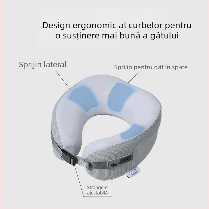 Perna cervicală din memory foam în formă U – pentru călătorii și birou, husă poliester, portabil