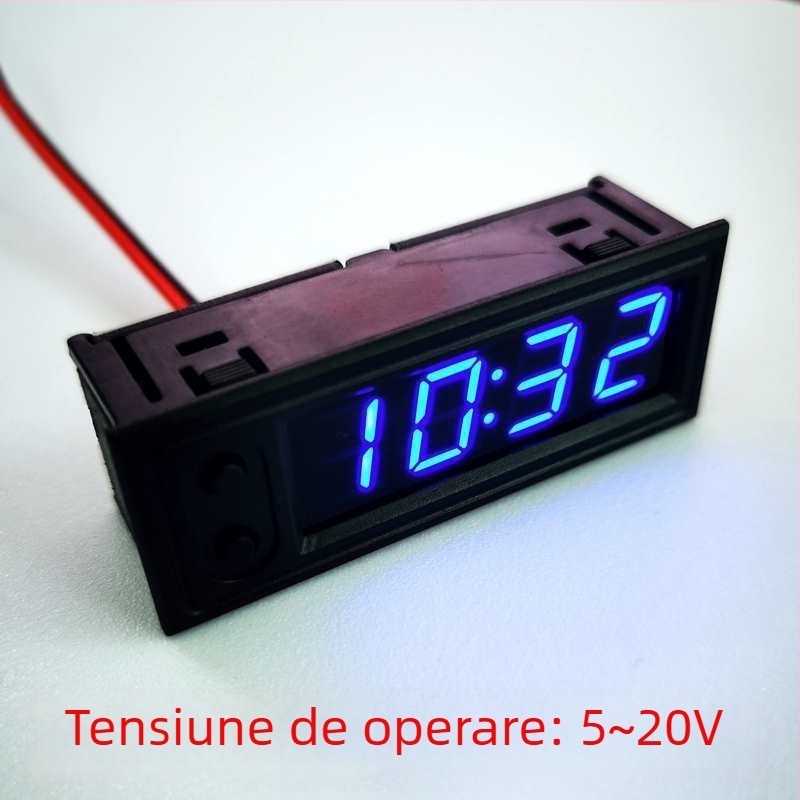 Modul de ceas digital încorporat pentru mașină, cu funcție timp și dată, design unghi reglabil; Material: Altul; Standard de execuție: Altul