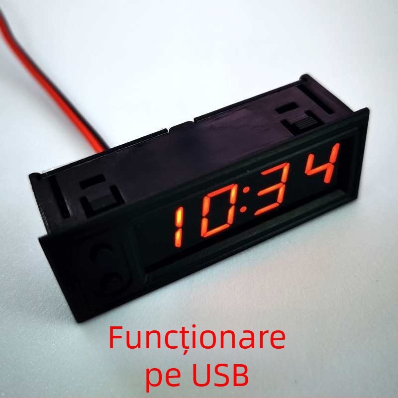 Modul de ceas digital încorporat pentru mașină, cu funcție timp și dată, design unghi reglabil; Material: Altul; Standard de execuție: Altul