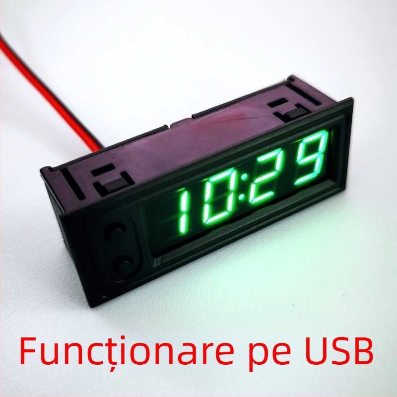 Modul de ceas digital încorporat pentru mașină, cu funcție timp și dată, design unghi reglabil; Material: Altul; Standard de execuție: Altul