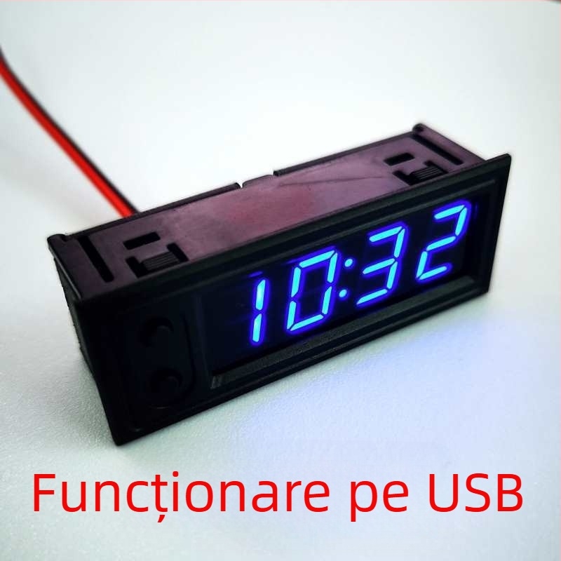Modul de ceas digital încorporat pentru mașină, cu funcție timp și dată, design unghi reglabil; Material: Altul; Standard de execuție: Altul