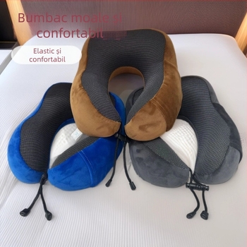 Perne de gât în formă de U cu memory foam pentru călătorii – husă din spandex moale, stil modern minimalist, potrivit pentru copii, adulți și vârstnici