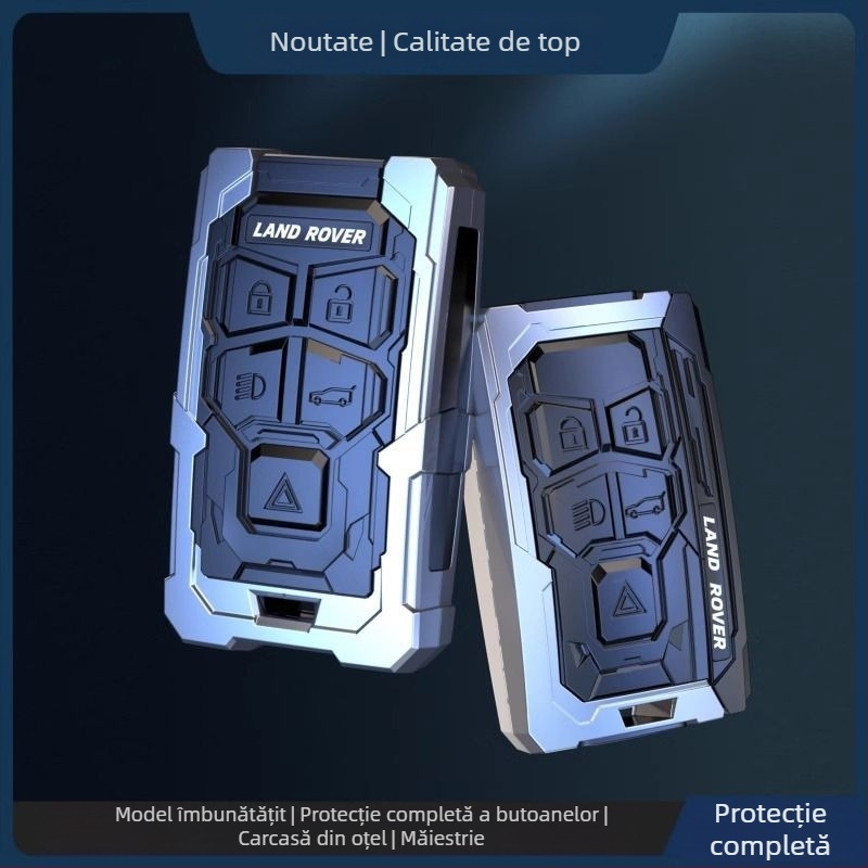 Husă pentru cheie Land Rover și Jaguar – aliaj de aluminiu, stil modern, personalizabilă, compatibilă cu Range Rover Sport, Discovery 4, Evoque, Defender