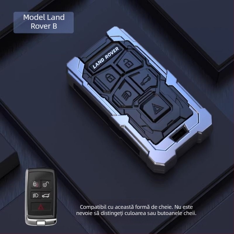 Husă pentru cheie Land Rover și Jaguar – aliaj de aluminiu, stil modern, personalizabilă, compatibilă cu Range Rover Sport, Discovery 4, Evoque, Defender