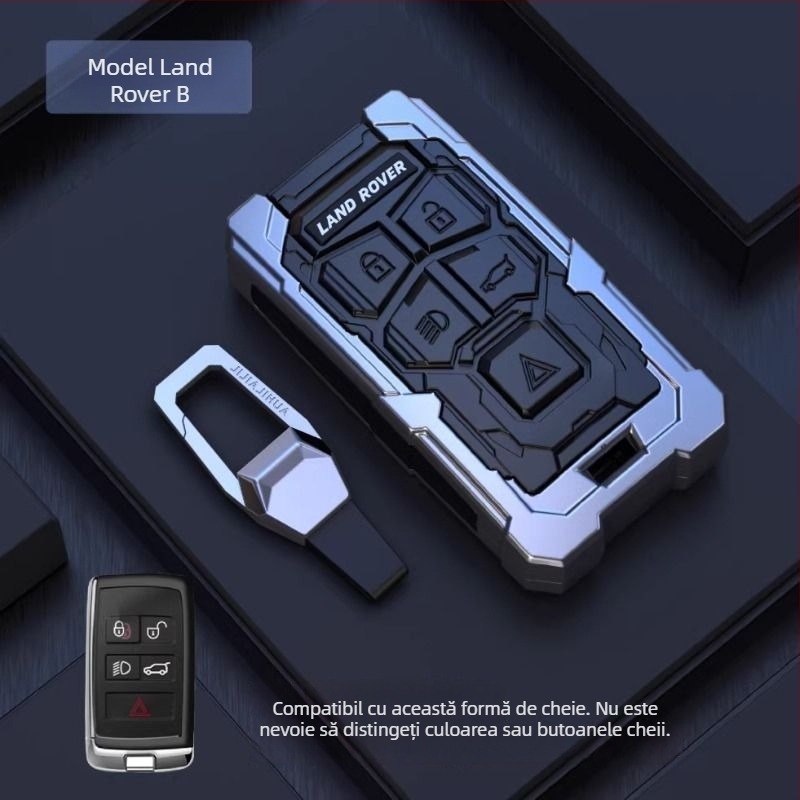 Husă pentru cheie Land Rover și Jaguar – aliaj de aluminiu, stil modern, personalizabilă, compatibilă cu Range Rover Sport, Discovery 4, Evoque, Defender