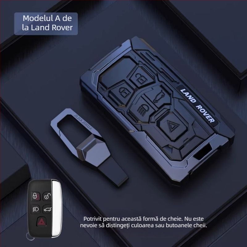 Husă pentru cheie Land Rover și Jaguar – aliaj de aluminiu, stil modern, personalizabilă, compatibilă cu Range Rover Sport, Discovery 4, Evoque, Defender