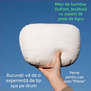 Perneuă auto pentru cap cu umplutură Dupont bio-fleece, husă velur, model geometric, suport lombar, pentru toate anotimpurile, stil simplu