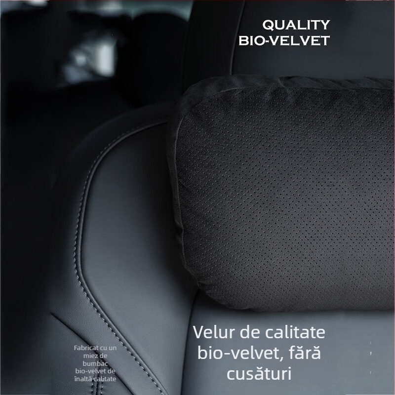 Perneuă auto pentru cap cu umplutură Dupont bio-fleece, husă velur, model geometric, suport lombar, pentru toate anotimpurile, stil simplu