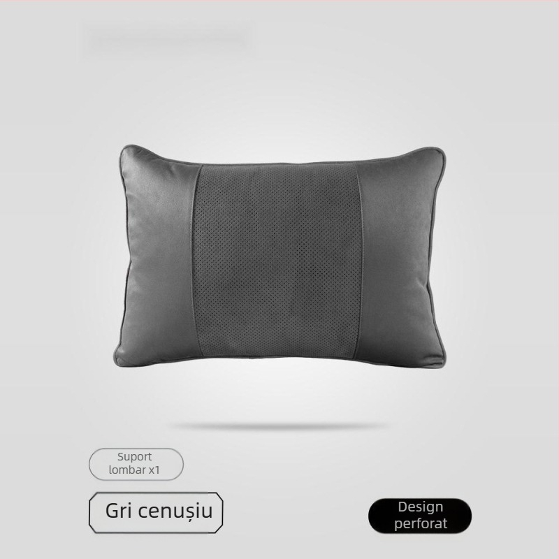 Perneuă auto pentru cap cu umplutură Dupont bio-fleece, husă velur, model geometric, suport lombar, pentru toate anotimpurile, stil simplu