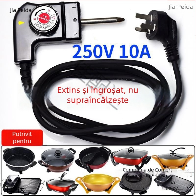 Stil coreean, oală electrică multifuncțională cu cablu de alimentare și priză cu trei pini, cablu de reglare a temperaturii pentru oală electrică și tigaie-grill