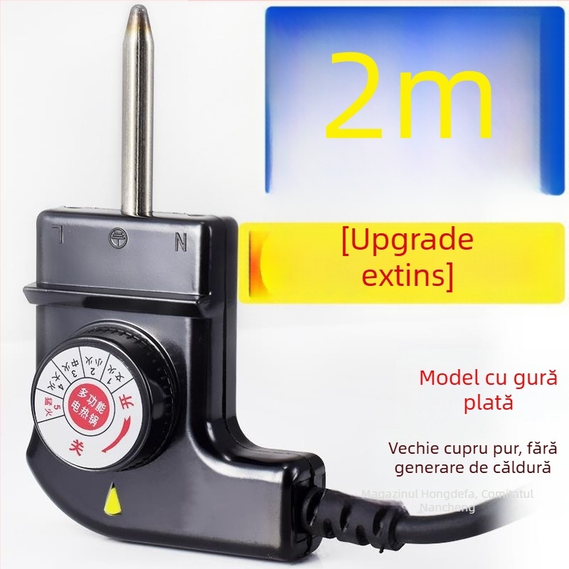 Stil coreean, oală electrică multifuncțională cu cablu de alimentare și priză cu trei pini, cablu de reglare a temperaturii pentru oală electrică și tigaie-grill